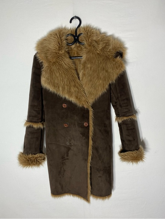 Vintage Jackets & Blazers - Vintage 70s Style Penny Lane Brown Faux Suede Faux Fur Lined Y2K Jacket Festival